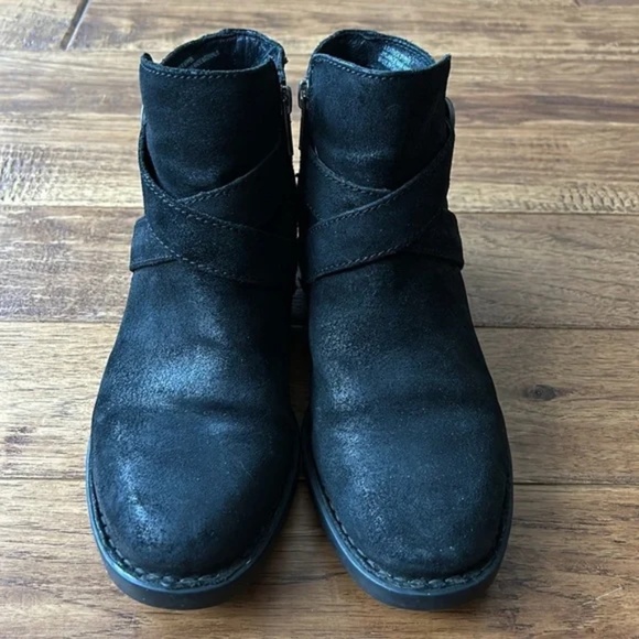 Born Trinculo Leather Ankle Boots Booties Black Buckle Detail Womens Size 7 - Picture 5 of 12